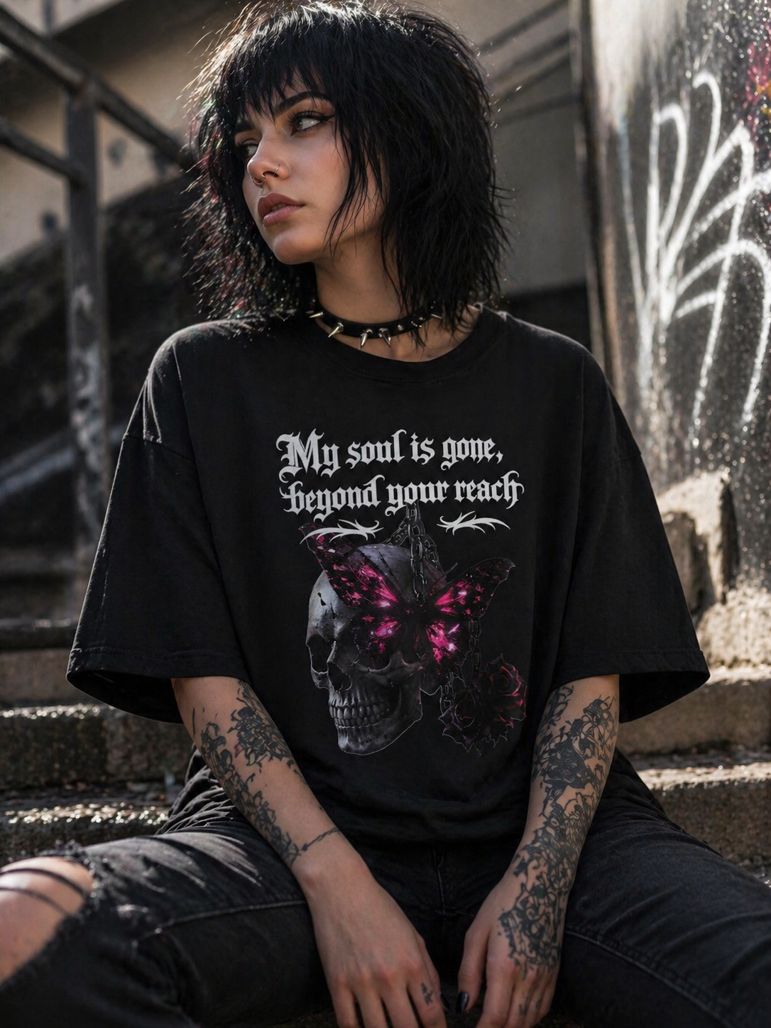 T-Shirt Streetwear Dark SKL Motion – My Soul Is Gone | Gildan Softstyle Unisexe