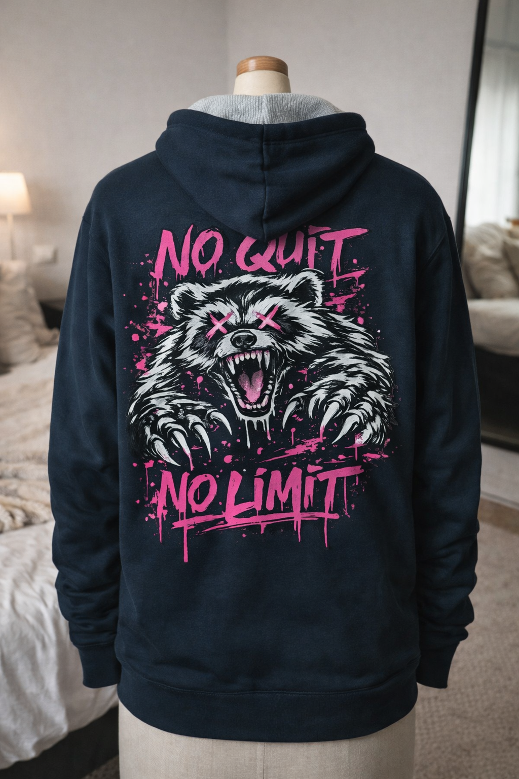 Sweat à capuche SKL Motion No Quit No Limit – Hoodie unisexe Streetwear Wolverine Fuchsia