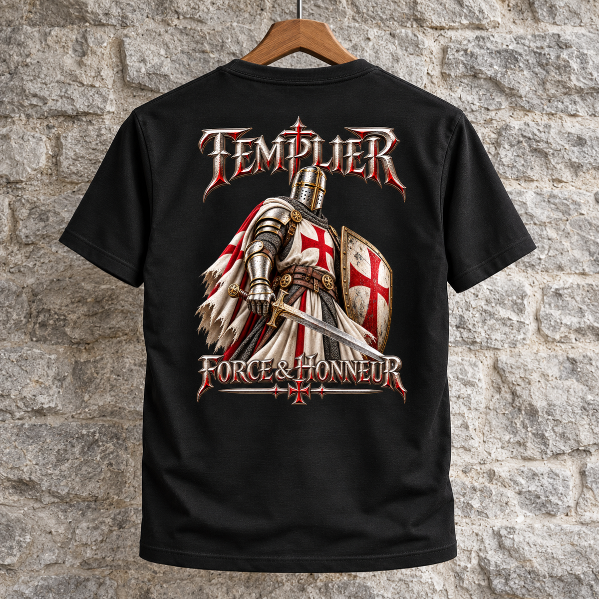T-shirt Templier Force & Honneur noir SKL Motion — dos cintre