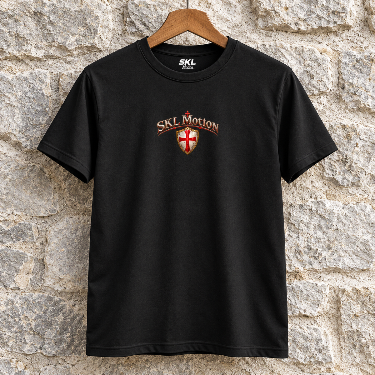 T-shirt Templier Force & Honneur noir SKL Motion — face cintre