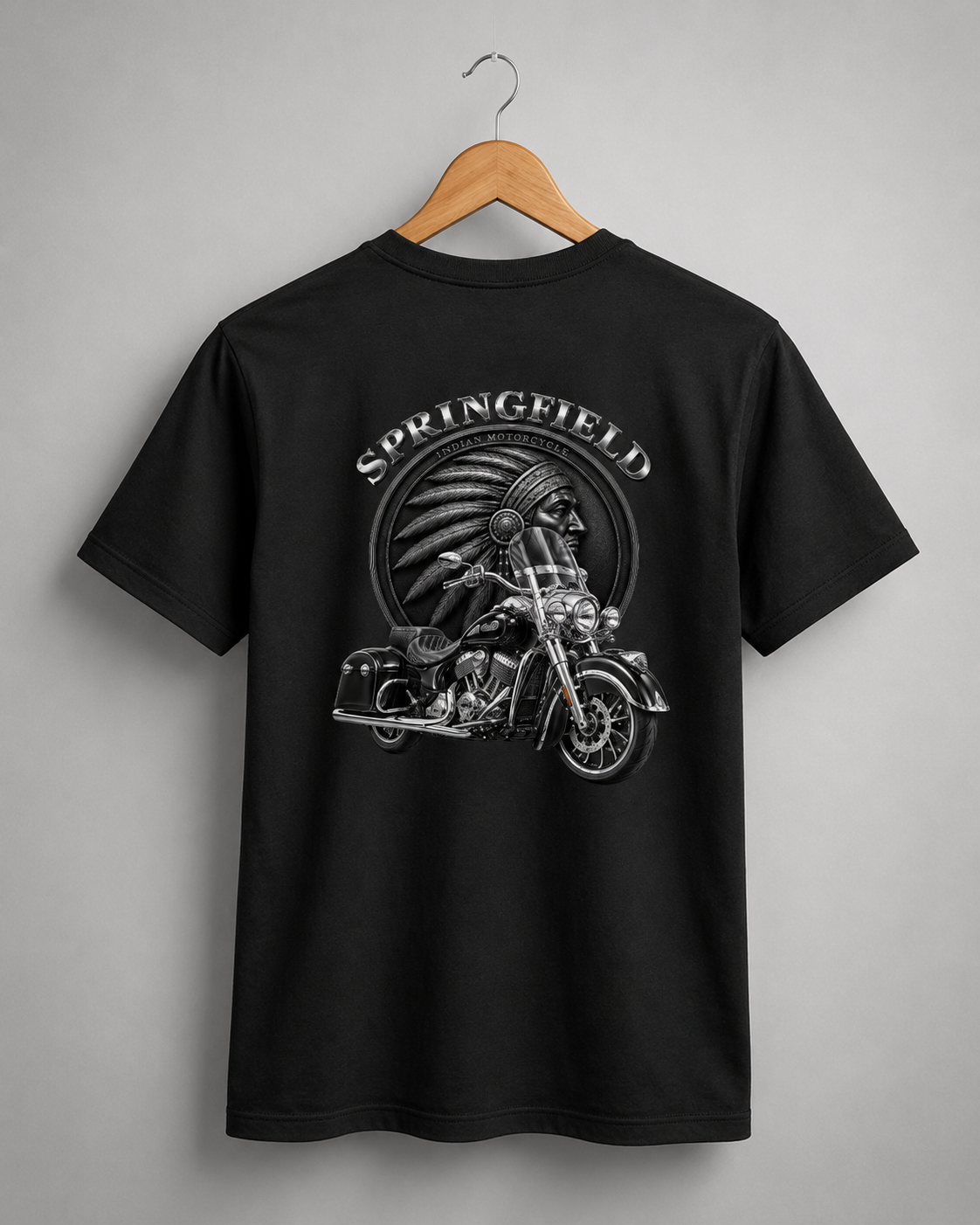 T-shirt moto Indian springfield noir – Gildan Softstyle – XS à 3XL – SKL Motion
