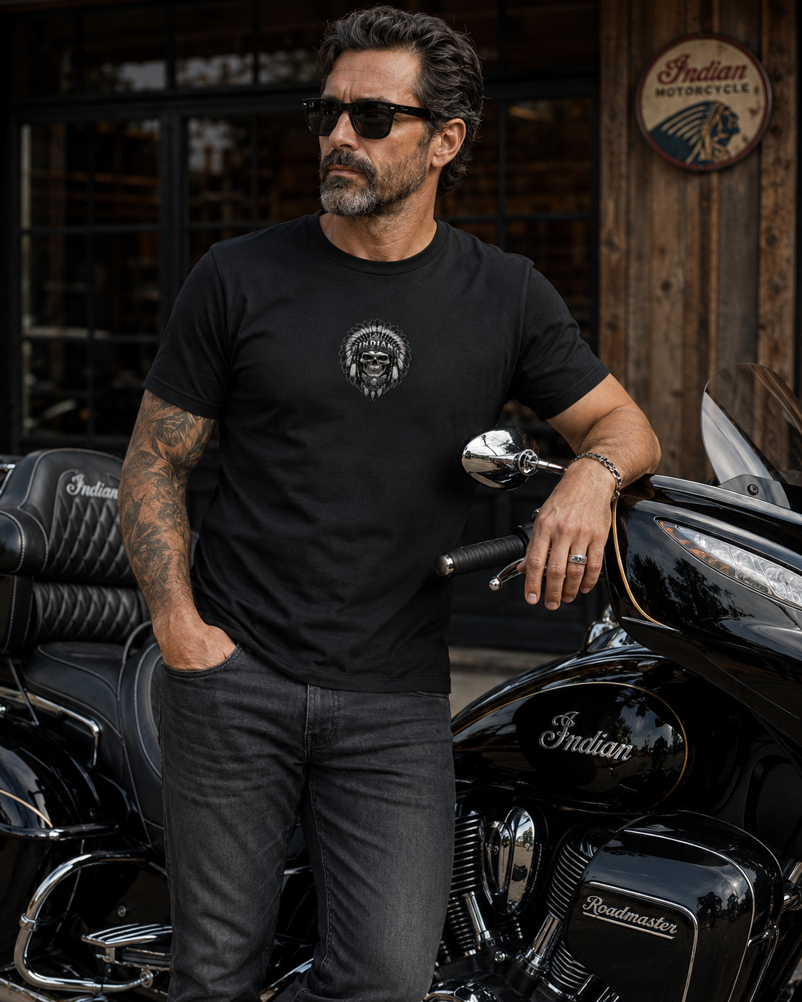 T-shirt moto Indian Roadmaster noir – Gildan Softstyle – XS à 3XL – SKL Motion