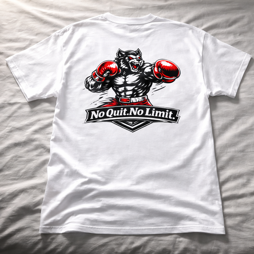 T-Shirt Boxe Homme Femme – No Quit No Limit – SKL Motion – Tee Shirt Sport Boxing Fitness – Coton Premium