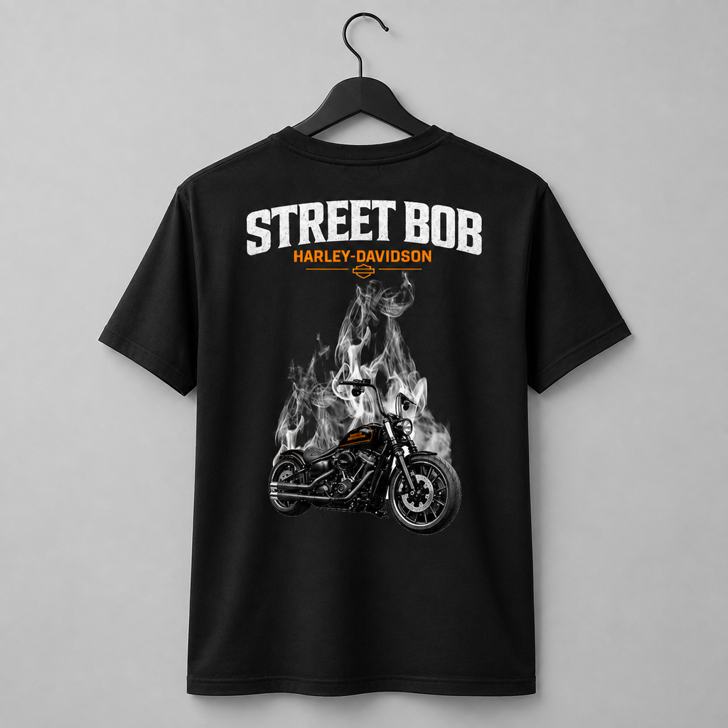 T-shirt Style Harley Street Bob noir – Gildan Softstyle – Design biker moto – XS à 3XL