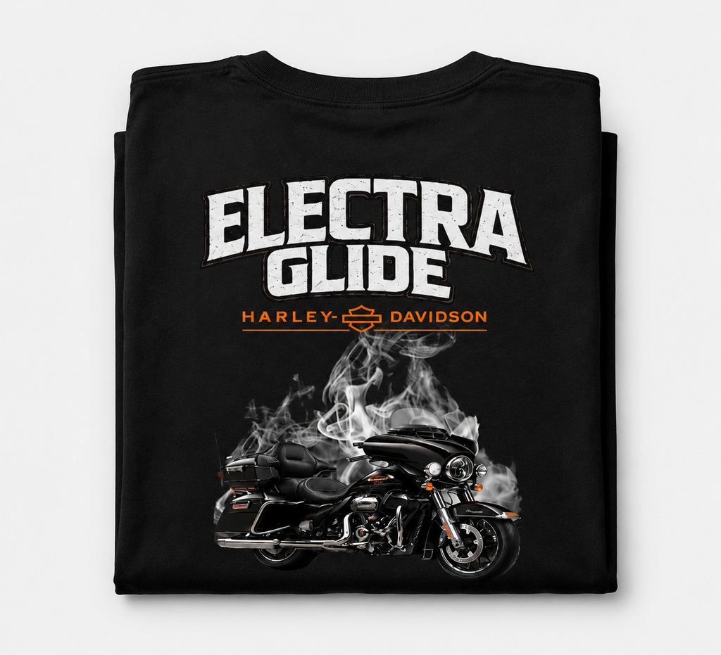 T-Shirt Moto Style Harley Electra Glide Noir | T-Shirt Motard Homme | Impression Avant & Dos XXL | SKL Motion