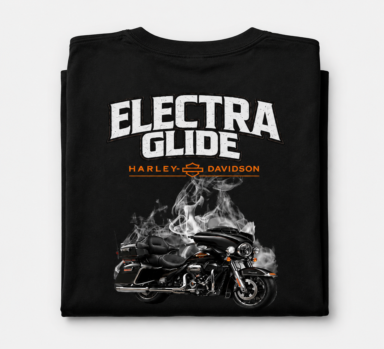 T-Shirt Moto Style Harley Electra Glide Noir | T-Shirt Motard Homme | Impression Avant & Dos XXL | SKL Motion