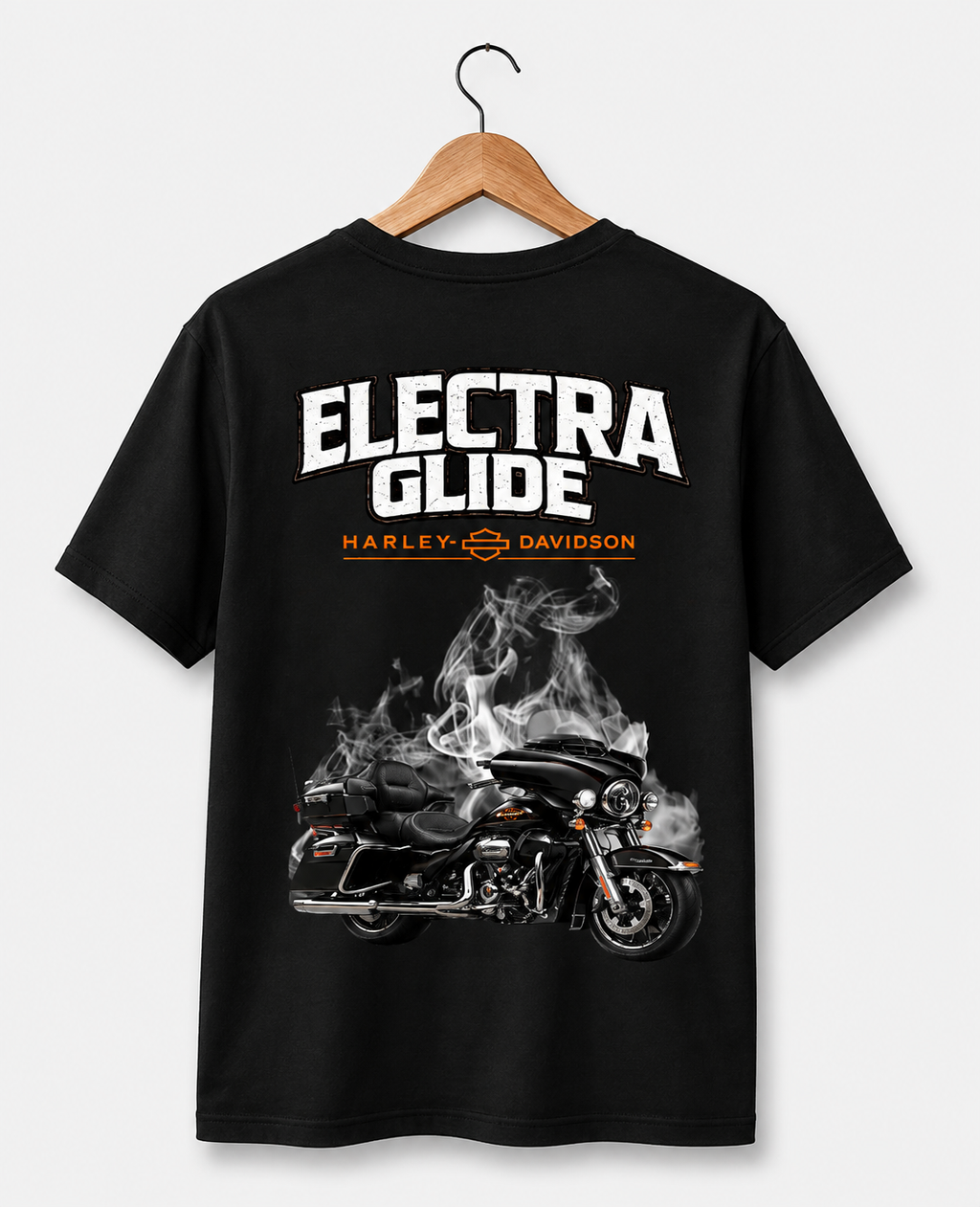 T-Shirt Moto Style Harley Electra Glide Noir | T-Shirt Motard Homme | Impression Avant & Dos XXL | SKL Motion