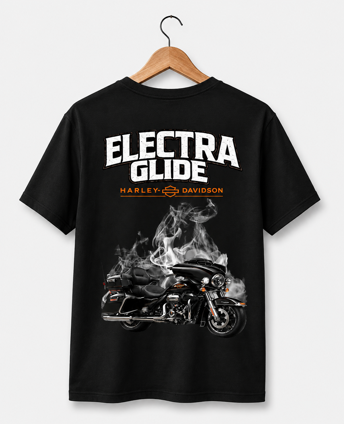 T-Shirt Moto Style Harley Electra Glide Noir | T-Shirt Motard Homme | Impression Avant & Dos XXL | SKL Motion