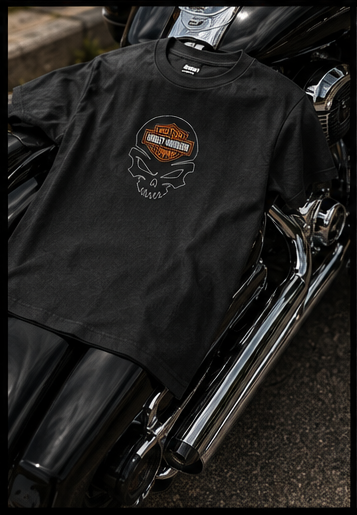 T-Shirt Moto Style Harley Electra Glide Noir | T-Shirt Motard Homme | Impression Avant & Dos XXL | SKL Motion