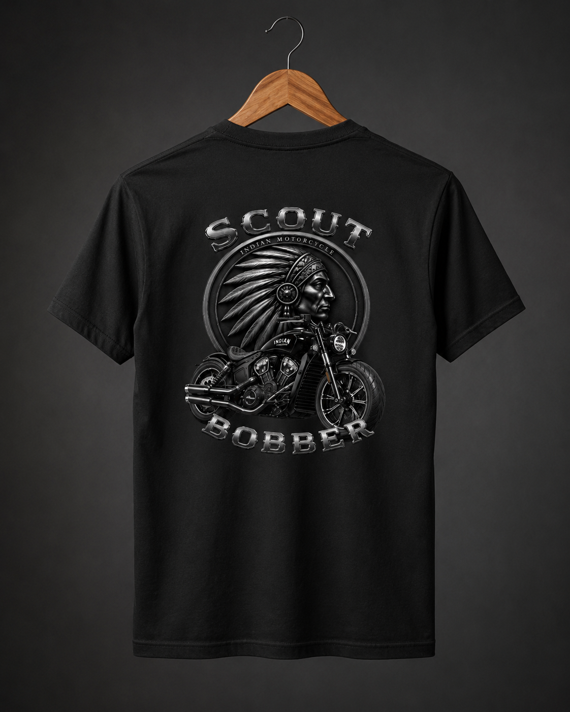 T-shirt Style Indian Scout Bobber – Moto Bobber Biker – Noir – XS à 3XL