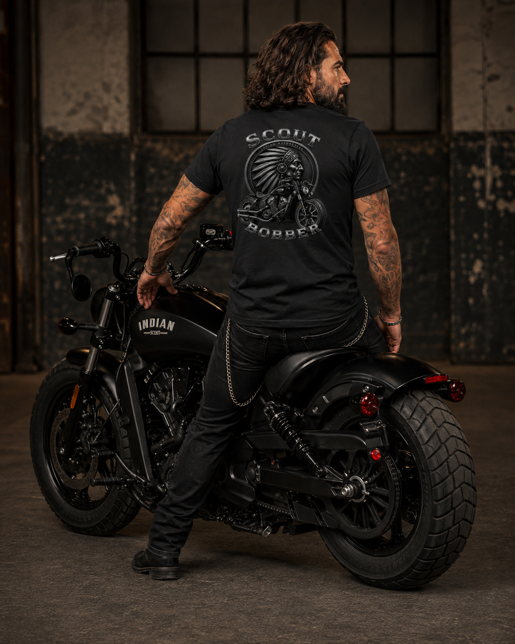 T-shirt Style Indian Scout Bobber – Moto Bobber Biker – Noir – XS à 3XL