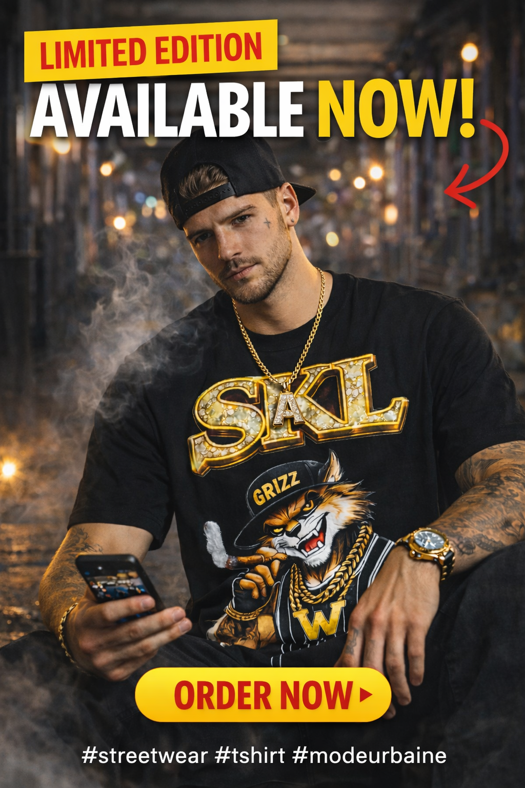 T-shirt Alpha Streetwear – Design Wolverine Gold | SKL Motion
