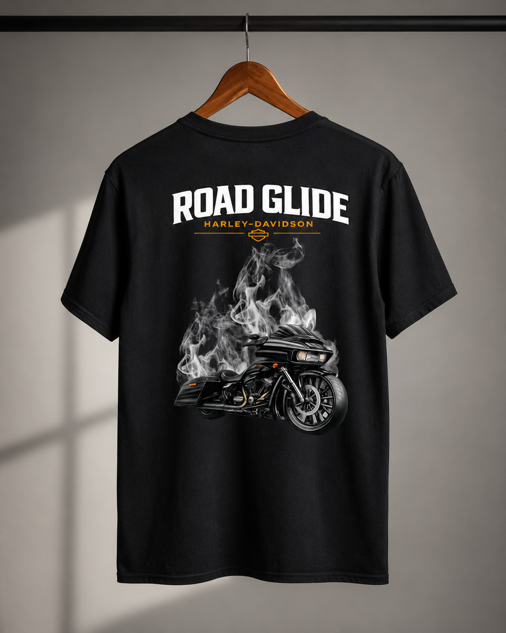 T-Shirt Moto Style Harley Road Glide Noir | T-Shirt Motard Homme | Impression Avant & Dos XXL | SKL Motion