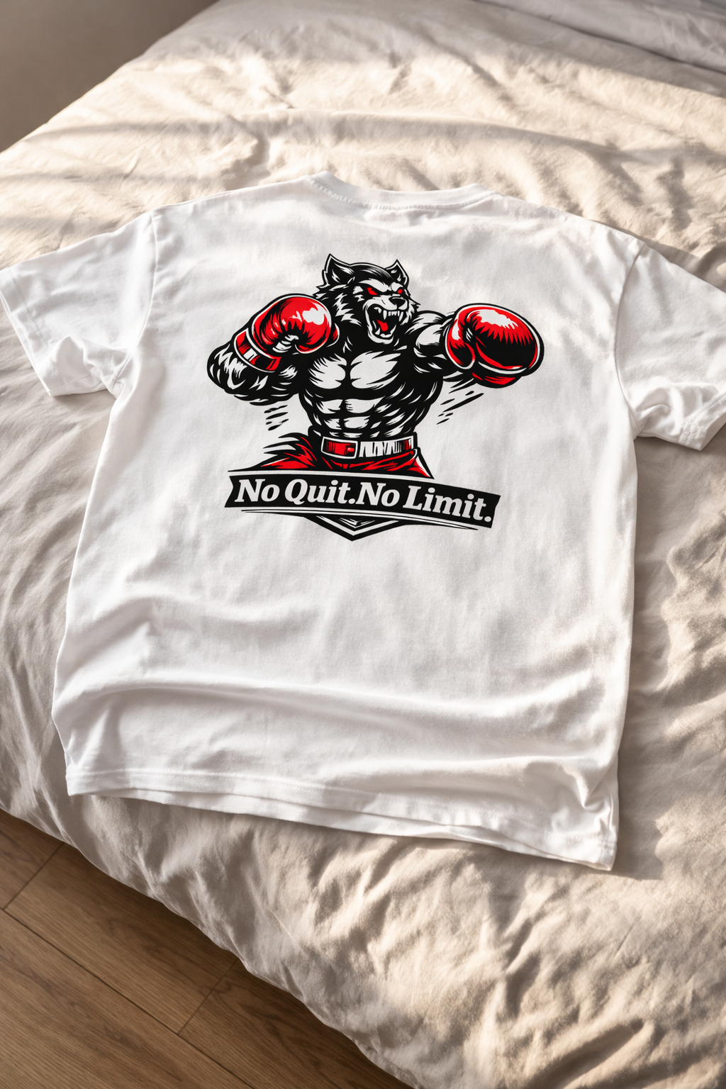 T-Shirt Boxe Homme Femme – No Quit No Limit – SKL Motion – Tee Shirt Sport Boxing Fitness – Coton Premium