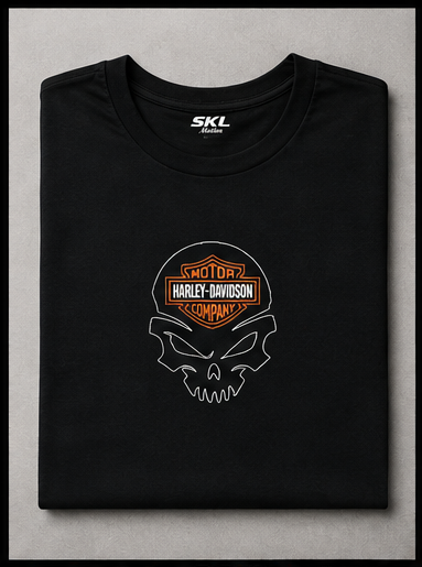 T-Shirt Moto Style Harley Fat Boy Noir | T-Shirt Motard Homme | Impression Avant & Dos XXL | SKL Motion