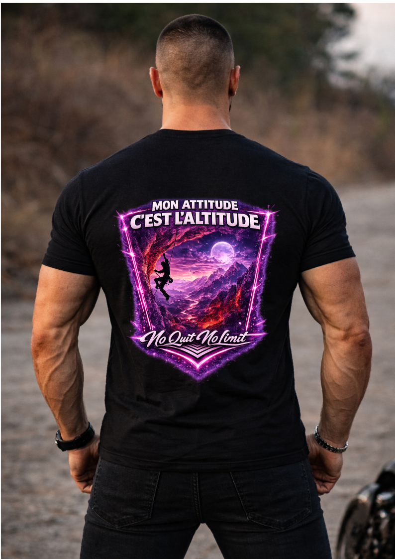 T-shirt Escalade SKL Motion Grimpeur Homme Femme – Design Montagne Soleil Volcan Nuit Voie Lactée