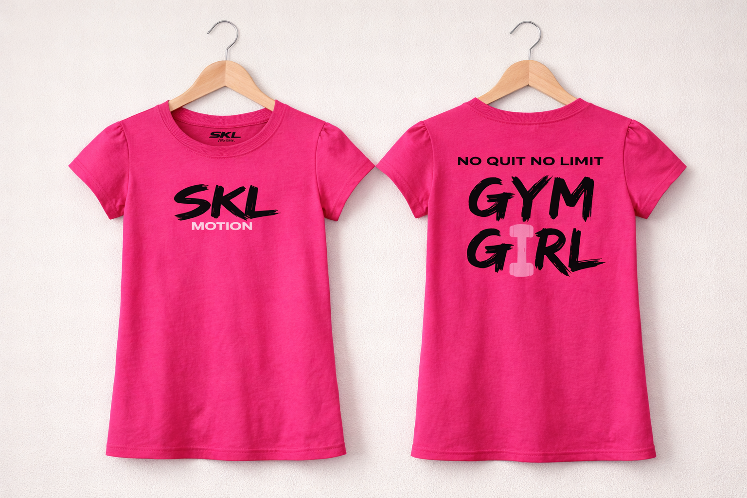 T-shirt Femme Fitness Gym Girl Rose | Motivation Sport SKL Motion | Fruit of the Loom