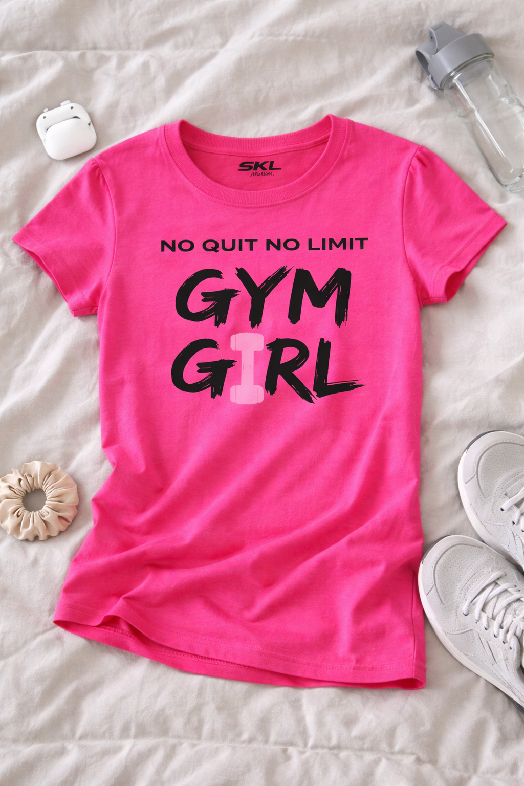 T-shirt Femme Fitness Gym Girl Rose | Motivation Sport SKL Motion | Fruit of the Loom