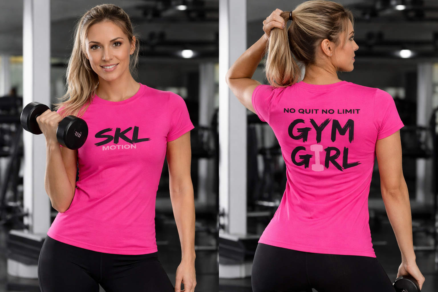 T-shirt Femme Fitness Gym Girl Rose | Motivation Sport SKL Motion | Fruit of the Loom