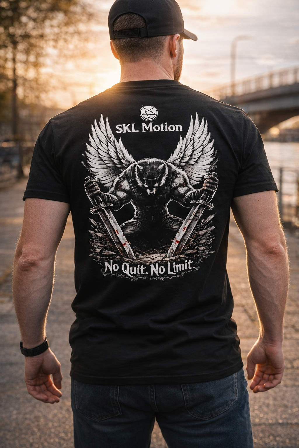 T-shirt Warrior Ailé - Collection Warrior- “No Quit No Limit” – Homme / Femme – Coton Doux – SKL Motion